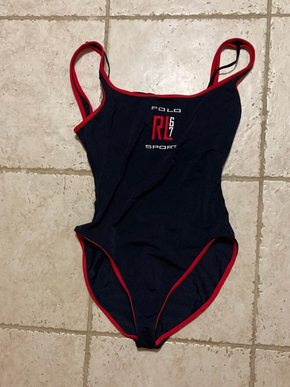 Vintage Made in USA Ralph Lauren Sport Polo RL 67 One Piece Bathing Suit Swim 10